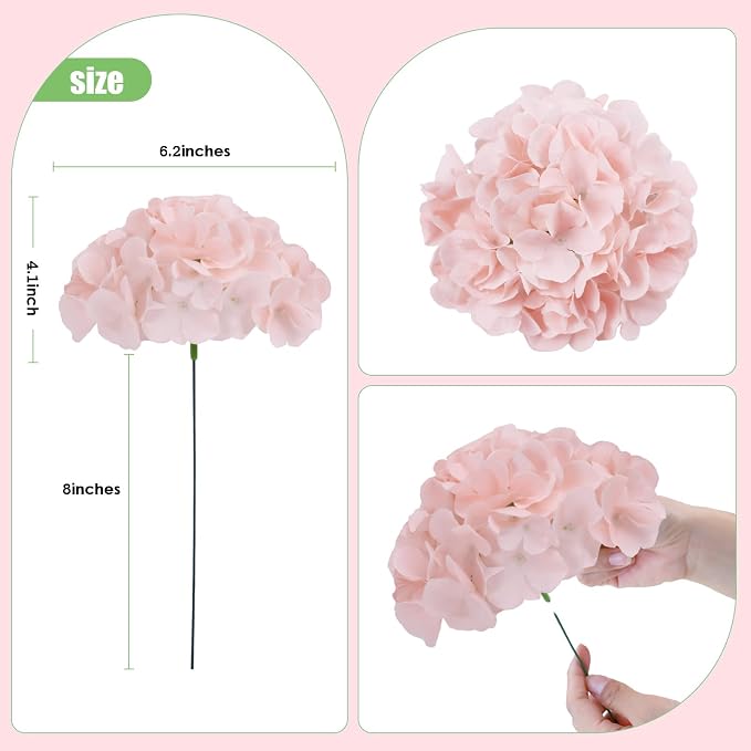 AVIVIHO 65pcs Fake Flowers Blush Hydrangea Artificial Flowers Bulk Silk Flowers - Image 3