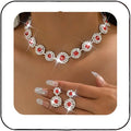 Unicra Bridal Wedding Jewelry Set Silver Rhinestone Necklace Earrings Sets Formal Costume Jewelry for Women and Brides