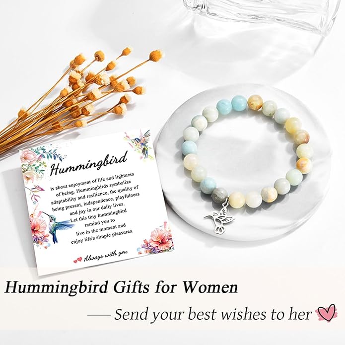 Leyung Hummingbird Gifts for Women, Inspirational Hummingbird Bracelet Jewelry Gifts, Christmas Birthday Retirement Gifts for Her Women Friends Sisters Mom