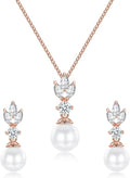 Wedding Jewelry for Bride Bridesmaid, Pearl Dangle Earrings and Pendant Necklace Set Bridal Jewelry for Promise Wedding Party