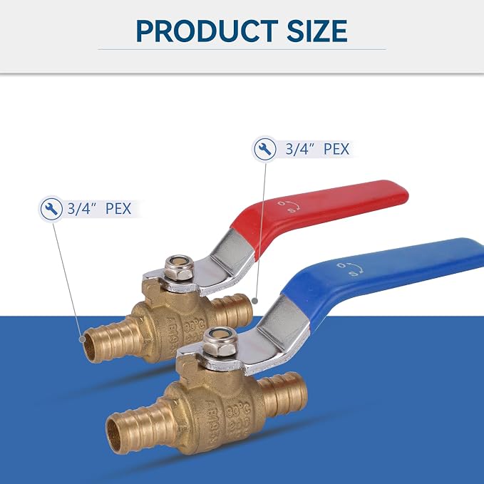 10-Pack GUOFIS 3/4-Inch PEX Crimp Full Port Ball Valve | 1/4 Turn Hot and Cold - Image 5