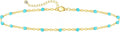 Anklets for Women 14K Gold Silver Plated Ankle Bracelets Trendy Waterproof Boho Anklets Set Adjustable Dainty Cute Diamond Beaded Heart Non Tarnish Summer Beach Jewelry Gift