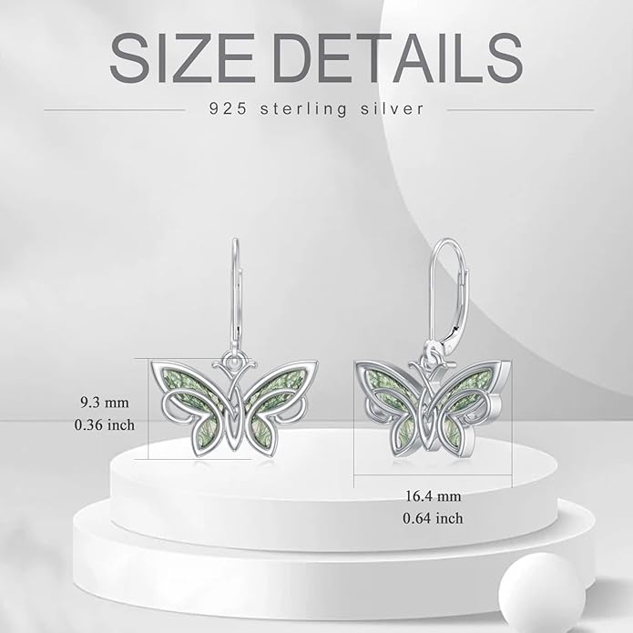 PELOVNY Animal Dangle Earrings Sterling Silver Hypoallergenic Moss Agate Crystal Moonstone Earrings Bee Butterfly Dolphin Peacock Phoenix Jewelry Birthday Christmas Gifts for Women