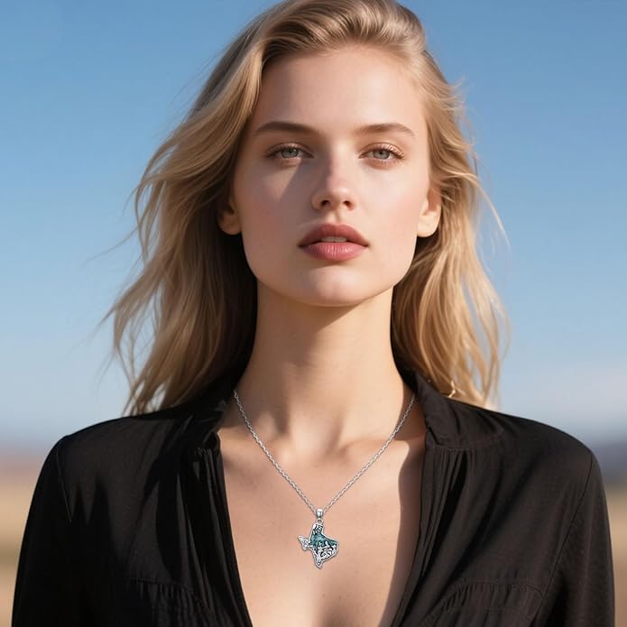 Western Cowboy Necklace 925 Sterling Silver Horseshoe Pendant Western Jewelry Cowgirl Gifts for Women Girlfriend Cowboy Cowgirl