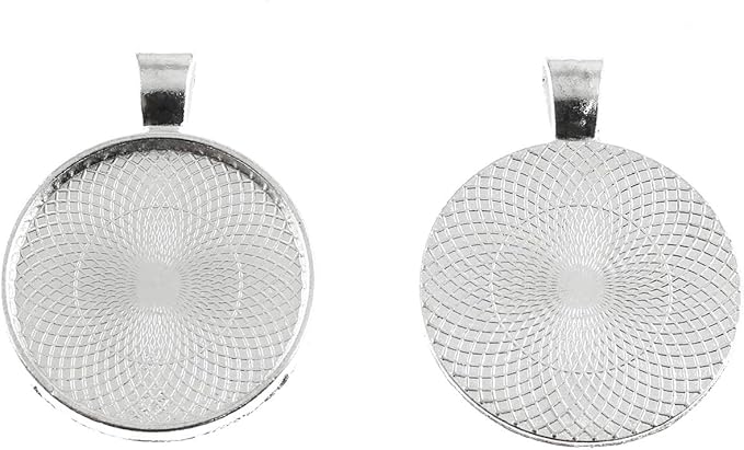 25 pcs 25mm Pendant Trays Round Pendant Bezels Setting Cabochon Blank Base for DIY Jewelry Making, Bright Silver