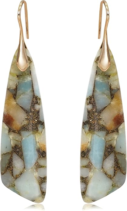 Natural Stone Earrings for Women Boho Triangles Dangle Drop Earrings