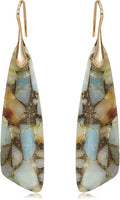 Natural Stone Earrings for Women Boho Triangles Dangle Drop Earrings