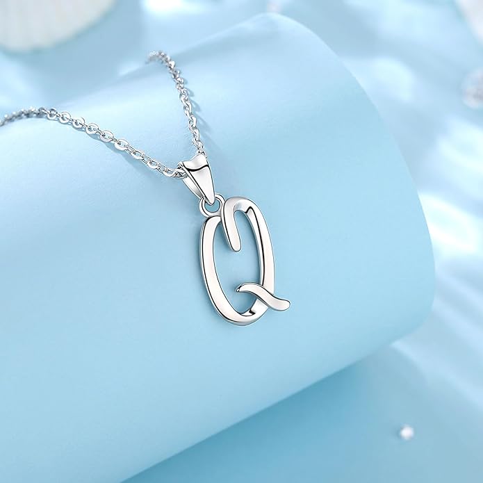 EUDORA Sterling Silver Initial Necklaces for Women, Classic 26 Letter Neckless Gifts for Girls, Sister, Mother Daughter, 18 inch Chain