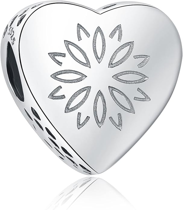 925 Sterling Silver Sunflower Charms Fit Pandora Charms Bracelet Forever In My Heart Fit Wife Mother's Day Christmas Birthday Gift