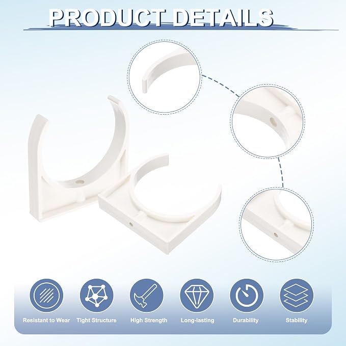 uxcell 2 Pcs PVC Water Pipe Clamps Clips, 110mm ID U-Shaped Water Pipe Buckles - Image 3