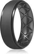 Egnaro Men's Rings 8.5mm Wide-2mm Thick Inner Arc Ergonomic Breathable Rubber Wedding bands-Hypoallergenic for Gym/Outdoor/Gift((1-7 Variety Pack with Half Size)