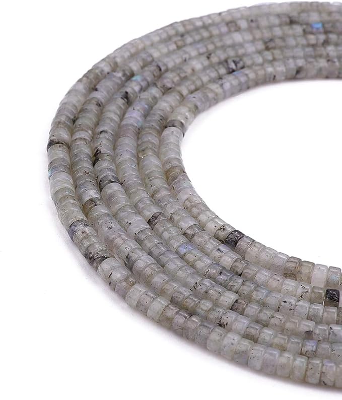Natural Spectrolite Spacer Beads Caps Loose Semi Gemstone for Beading Jewelry Making 4mmx2mm 38cm