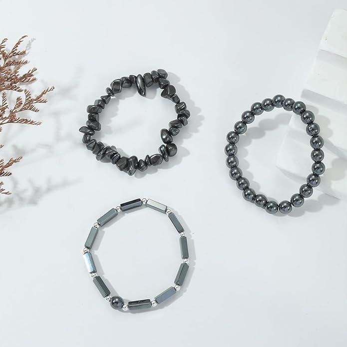 3Pcs Natural Stone Bracelets for Women 8mm Crystal Beaded Bracelets Handmade Stretch Bracelet Healing Crystal Jewelry for Women