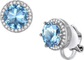 FindChic Sparkling Birthstone Clip On Earrings for Women, Silver Plated Stud Earrings 8MM Cubic Zirconia Non Pierced Studs, 12 Months Birthday Jewelry Gift