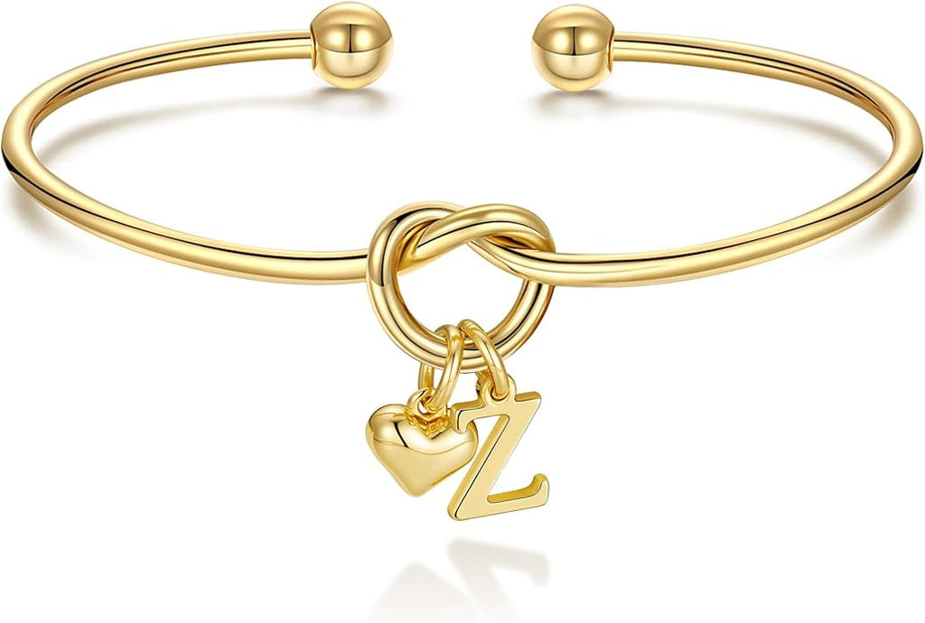M MOOHAM Valentines Gifts for Her Teen Girls - Knot Initial Bracelets for Women Bridesmaids Proposal Gift Bridesmaid Gift Heart Initial Bracelet Friendship Bracelets Valentines Gifts for Women Sister