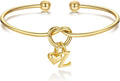 M MOOHAM Valentines Gifts for Her Teen Girls - Knot Initial Bracelets for Women Bridesmaids Proposal Gift Bridesmaid Gift Heart Initial Bracelet Friendship Bracelets Valentines Gifts for Women Sister