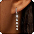 14K Gold Plated Dangle Earrings for Women Dainty Silver Drop Earring Trendy Small Long Dangling Wedding Bridesmaid Hoop Diamond Crystal Cute Earring Jewelry Valentine Gifts
