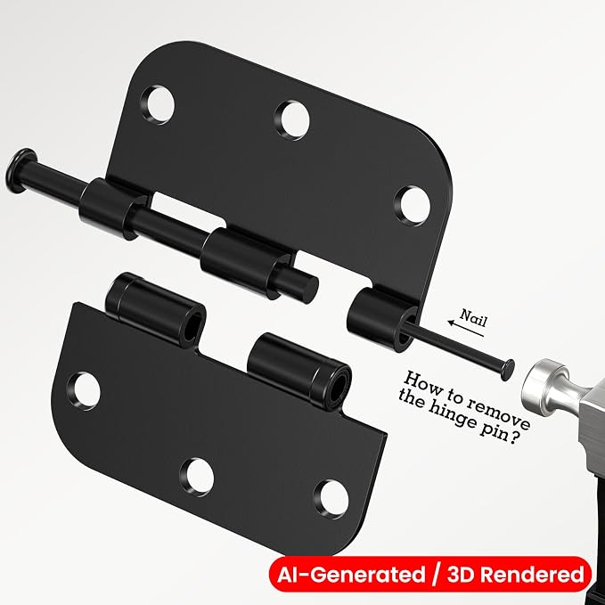 TDCHINGES Rounded Matte Black Door Hinges 3.5 Inch 5/8" Lasting No Squeak | 36 - Image 4