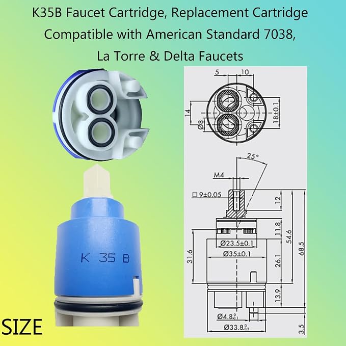 KEROX K35B Faucet Cartridge, Fits American Standard 7038, La Torre & Delta | - Image 2