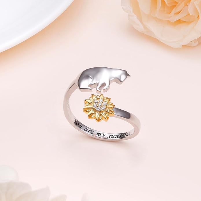 FLYOW 925 Sterling Silver Cute Animal Jewelry Hummingbird/Butterfly/Wolf/Corgi/Cat/Snake/Spider/Bat/Penguin/Bear/Opossum/Frog/Guinea Pig for Women Mother Friend Animal Lovers