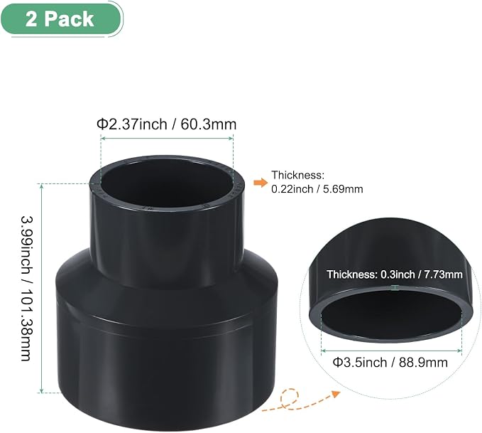 M METERXITY 2-Pack UPVC Reducer Pipe Fitting - Image 3
