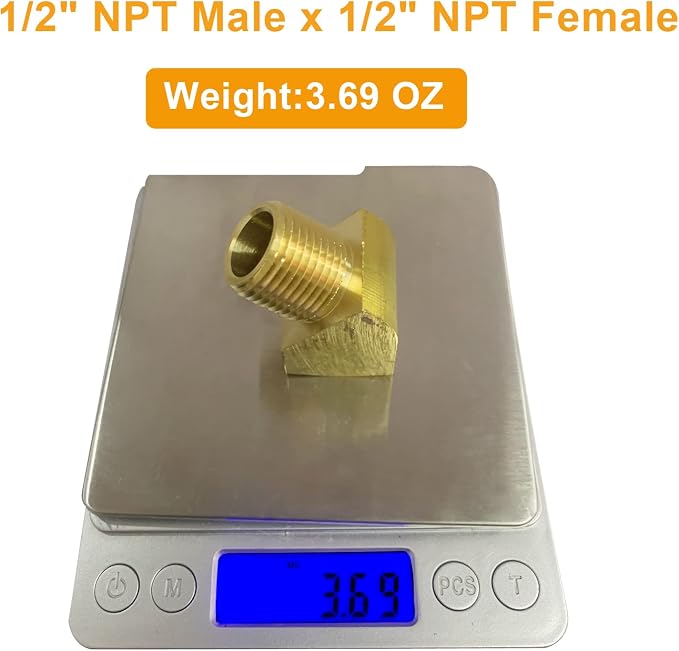 45 Degree Street Elbow 1/2" NPT Male x 1/2" NPT Female Brass Pipe Fitting - Image 3