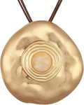 GelConnie Leather Necklace for Women Large Pendant Long Brown Necklace Circle Leather Choker Vintage Sweater Necklace Gold Chunky Boho Necklaces for Women