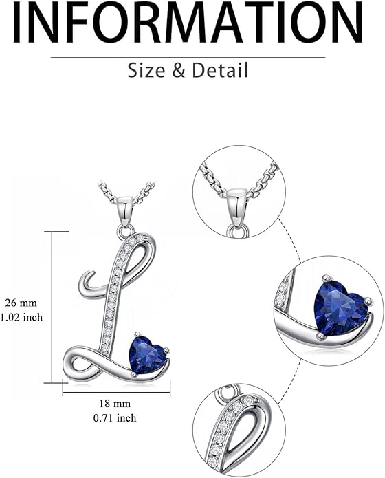 Valentines Day Gifts for Women Alphabet A to Z Initial Birthstone Pendant Necklaces for Women - 18k White Gold Plated Personalized Name Jewelry Valentine Mothers Day Birthday Gifts for Women Her Girlfriend