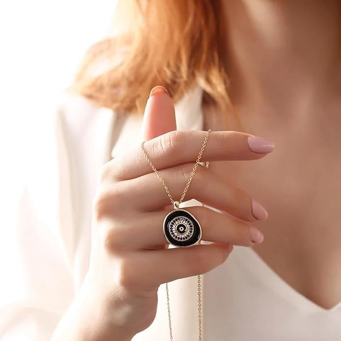 Evil Eye Necklace for Women 14K Gold Plated Delicate Necklaces Blue White CZ Diamond Pendant Necklace Cute Boho Tiny Evil Eye Lucky Protection Jewelry Gift for Women
