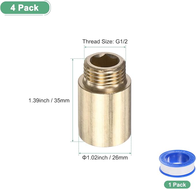M METERXITY Shower Head Extension Arm, Brass G1/2 Male to Female Extension Pipe - Image 3