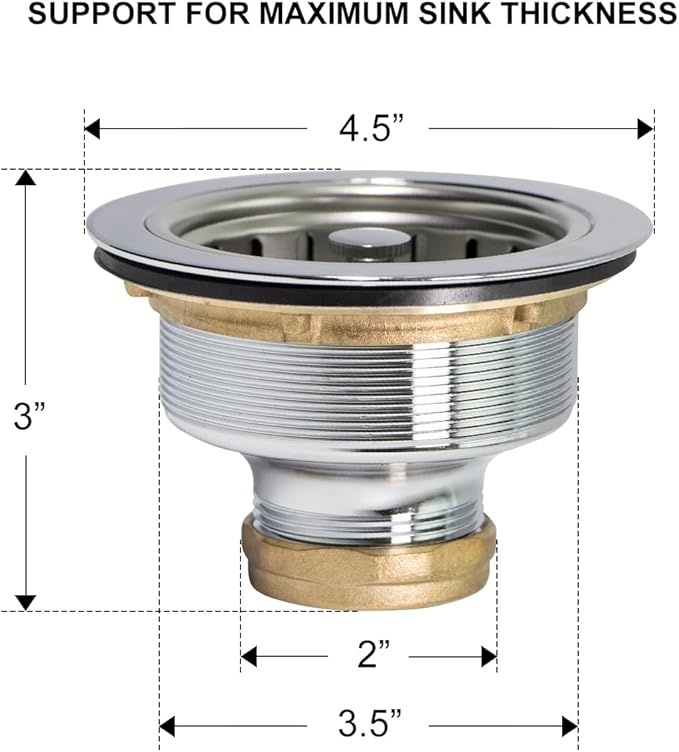 Highcraft Heavy Duty Kitchen Sink Drain Assembly 3-1/2 Inch Stainless Steel - Image 7