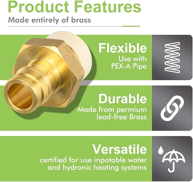 5 Pack 1/2" Pex-A x 1/2" CPVC Transition Adapter Heavy Duty Brass Barb PEX - Image 4