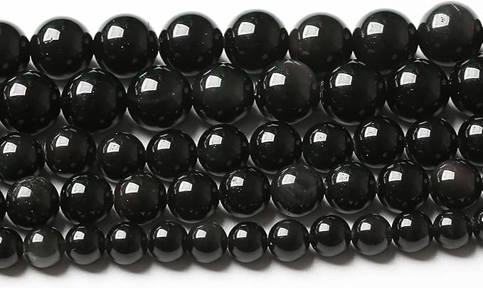38PCS 10mm AAA Natural Black Obsidian Stone Beads Gemstone Round Loose Beads for Jewelry Making DIY Bracelet Necklace 15" Inch