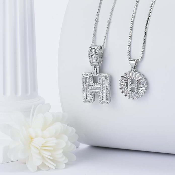 14K Gold Plated Alphabet Necklace Cubic Zirconia Letter Pendant, Personalized Name Jewelry Gift for Women, Customizable A-Z, Birthday/Mothers Day Gifts for Womens