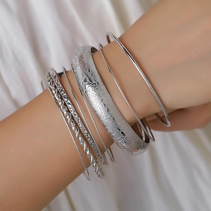 16Pcs Gold Bangle Bracelets for Women - Multi Layer Stackable Textured Bracelets Boho Jewelrys Set.