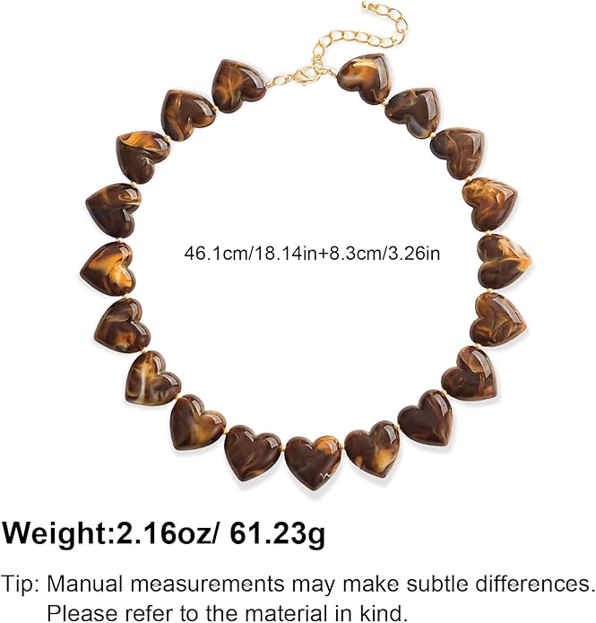 YUJIE Amber Acrylic Heart Choker Necklace for Women Vintage Punk Chunky Necklace Trendy Fashion Accessory