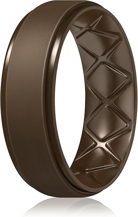 Egnaro Men's Rings 8.5mm Wide-2mm Thick Inner Arc Ergonomic Breathable Rubber Wedding bands-Hypoallergenic for Gym/Outdoor/Gift((1-7 Variety Pack with Half Size)