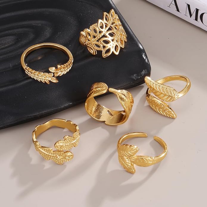 KISS WIFE Goldenen Silvery Black Kunckle Rings Set for Women, Dainty Simple Trendy Cute Stackable Finger Rings Pack, Perfect for Stacking Layering on Thumb and Knuckle, Mixed Size, Jewelry Gift