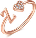 Valentines Day Gift Initial Rings for Teen Girls - S925 Heart Sterling Silver Rings for Teen Girls | 14K Gold/Rose Gold/Sterling Silver Plated Ring for Girls Kids Women Ring for Teenager Girls Gifts Adjustable, No Tarnish, Hypoallergenic