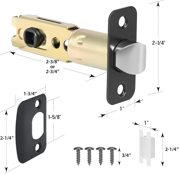 Matte Black 1 Pack Door Lock Parts, Adjustable Door Latch Replacement, Door - Image 7