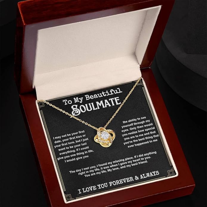 To My Beautiful Soulmate Necklace For Women, Necklace For Wife From Husband, Girlfriend Necklace From Boyfriend, Wife Birthday Gifts From Husband, Gifts Boxes For Women, Soulmate Necklace For Her