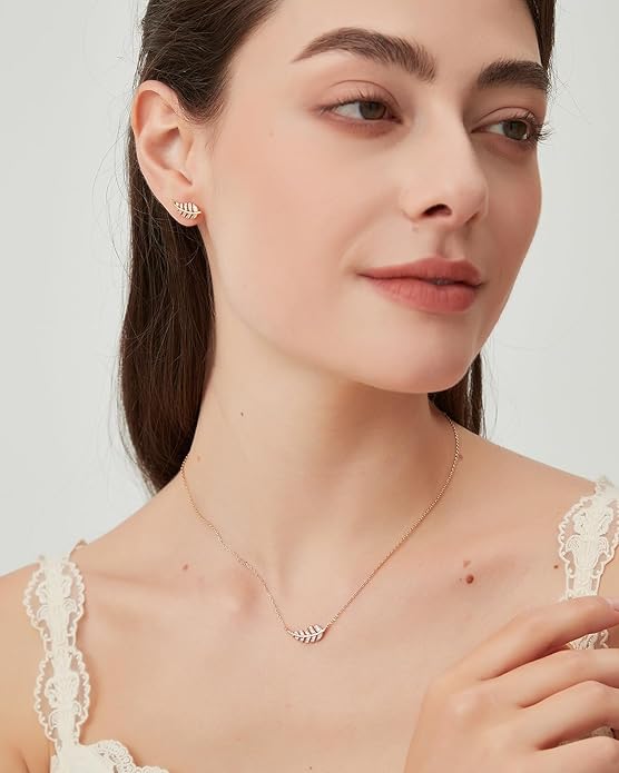 COBI Jewelry Set for Women, 18K Gold & Rhodium Plated CZ Necklace & Earrings, Clover Halo Infinity Solitaire Feather Designs, Dainty Crystal Pendant Sets, Trendy Fashion Gifts for Her