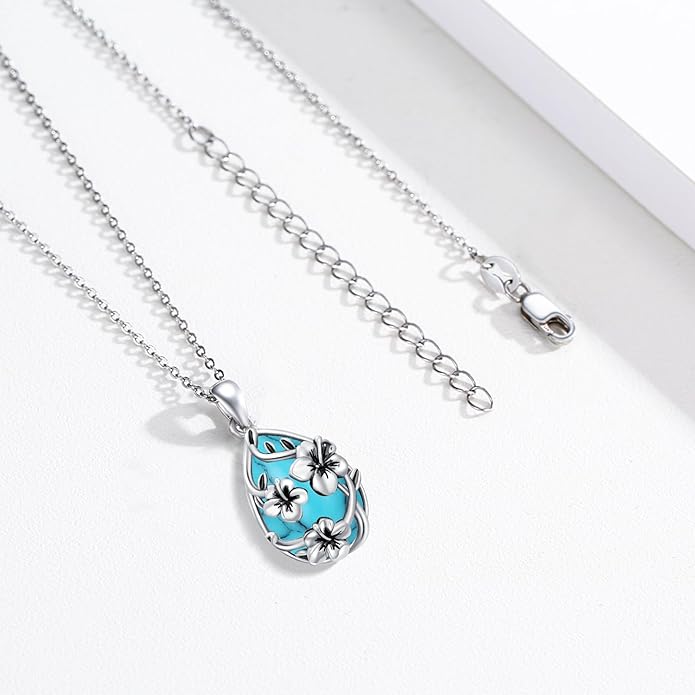 JUSTKIDSTOY Moonstone Necklace 925 Sterling Silver Teardrop Pendant Necklace Jewelry Gifts for Women Girls