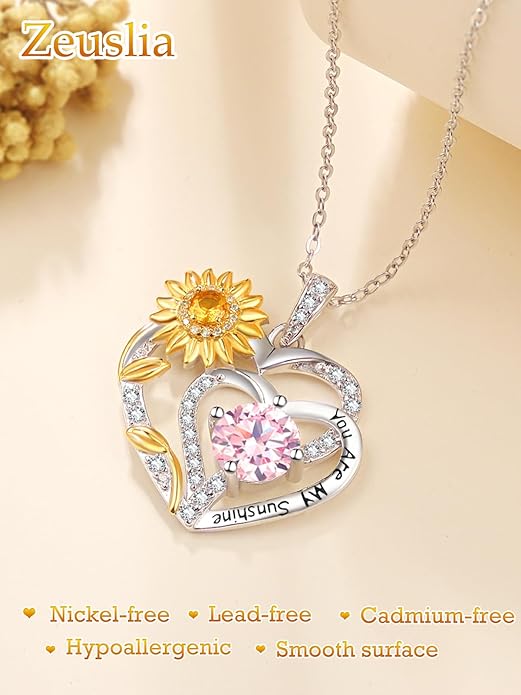 Valentine's Day Gifts for Wife 925 Sterling Silver Double Birthstone Pendant Necklaces I Love You for Always and Forever Necklace Anniversary Birthday Gifts for Wife Girlfriend Mom Her