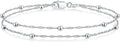 IEFWELL S925 Sterling Silver Bracelet for Women - 1.5mm Singapore Chain Bracelet, Dainty Double Strand Satellite Bead Bracelets, 6.5/7/7.5/8/8.5/9 Inches Jewelry Gifts for Women Her
