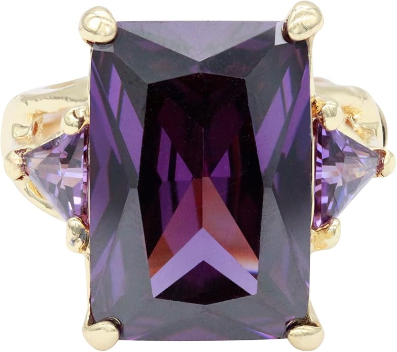 Lavencious Big Bold Radiant CZ Stones Stretch Rings for Women Size for 7-9