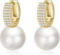 Pearl Earrings for Women 14K Gold Plated Hypoallergenic Pearl Earrings 5A Cubic Zirconia Dangle Earrings Elegant Jewelry