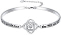 Valentines Day Gifts for Her, 18k White Gold Plated Love Knot Bracelets, Engraved Inspirational and Sentiment Bangle, Anniversary Birthday Jewelry Gift for Lover Wife Girlfriend Sister Friends