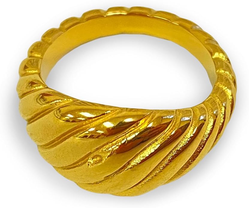 Elegant 18K Gold Plated Stainless Steel Ring – Fine Metal-Plated Jewelry with Durable, Scratch-Resistant Design for Daily Wear & Special Occasions