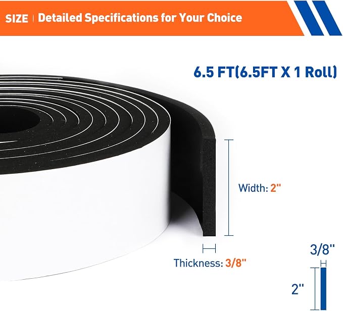 MAGZO 2in Wide X 3/8in Thick Foam Insulation Tape - Image 2